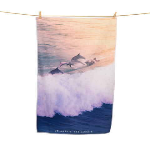 Destination Label / Tea Towel - Dolphin Fun