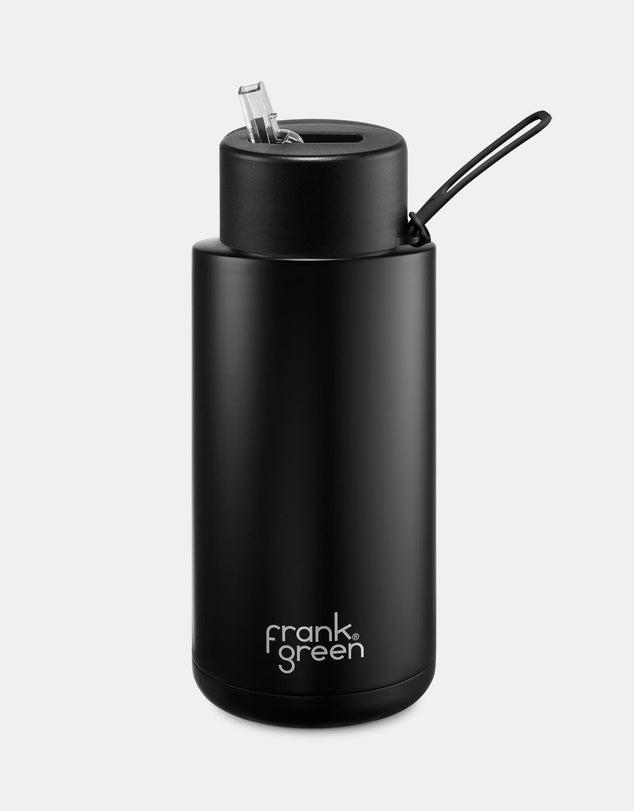 Frank Green / Stainless Steel Ceramic Reusable Bottle w/ Straw Lid (34oz) - Midnight