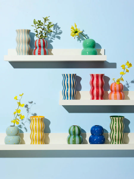 Jones & Co / Palma Stripe Vase - Pale Blue