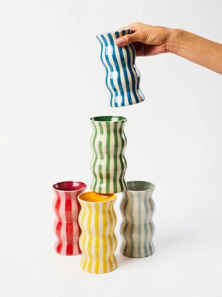 Jones & Co / Palma Stripe Vase - Pale Blue