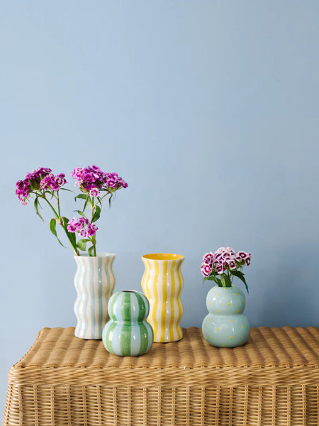 Jones & Co / Palma Stripe Vase - Pale Blue
