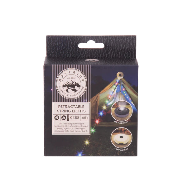 Maverick / 4-in-1 Retractable String Lights (10m) - Rainbow