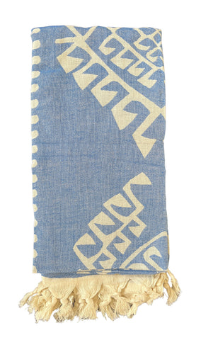 Salty Shadows / Jacquard Weave Turkish Towel - Blue Aztec
