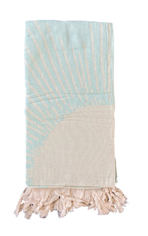 Salty Shadows / Jacquard Weave Turkish Towel - Mint Sun