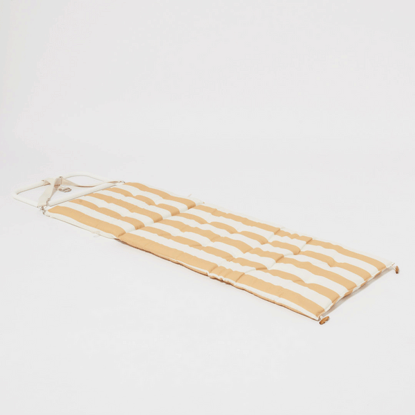 Sunnylife / Reclining Beach Chair - Mango Bay Golden Mustard Stripe