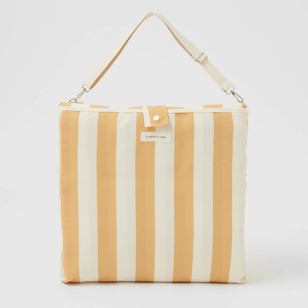 Sunnylife / Reclining Beach Chair - Mango Bay Golden Mustard Stripe