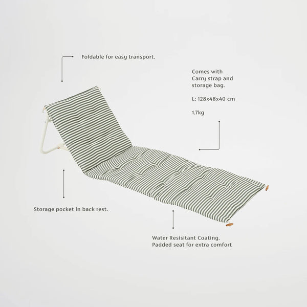 Sunnylife / Reclining Beach Chair - The Vacay Olive