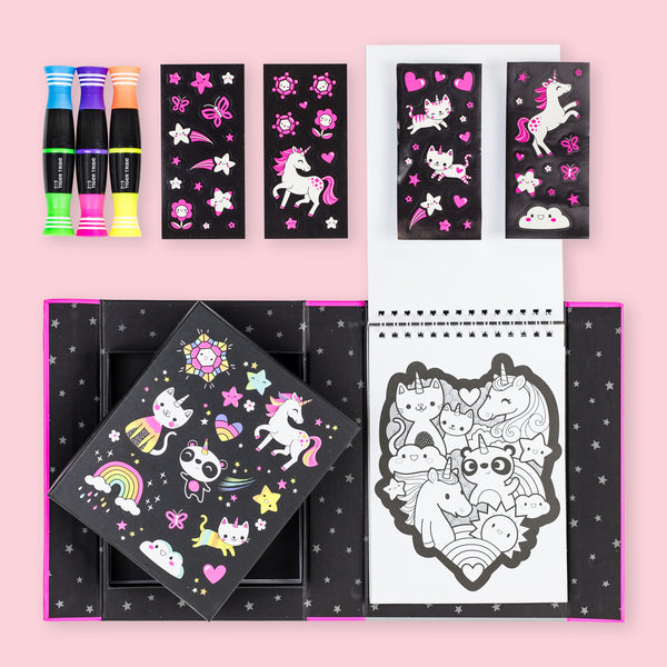 Tiger Tribe / Neon Colouring Set - Unicorns & Friends