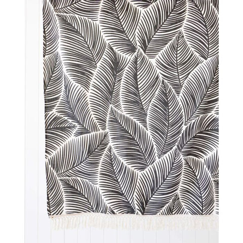 Rayell / Printed Cotton Canvas Throw - Elegant Leaves