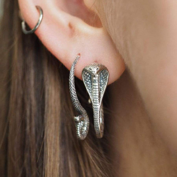 Midsummer Star / Cobra Hoop Earrings - Silver