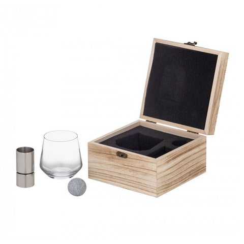 Davis & Waddell / Flinders Whisky Glass 3 Piece Set - Glass, Jigger, Stone