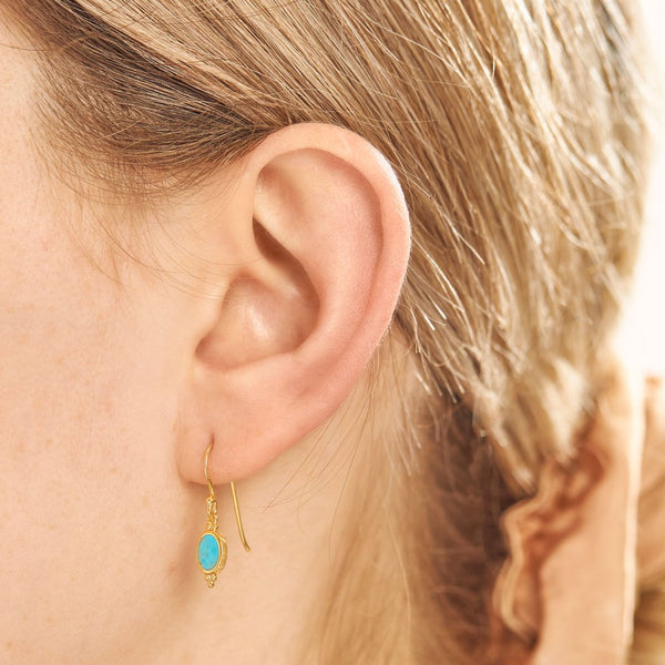 Midsummer Star / Moon Song Turquoise Earrings - Gold