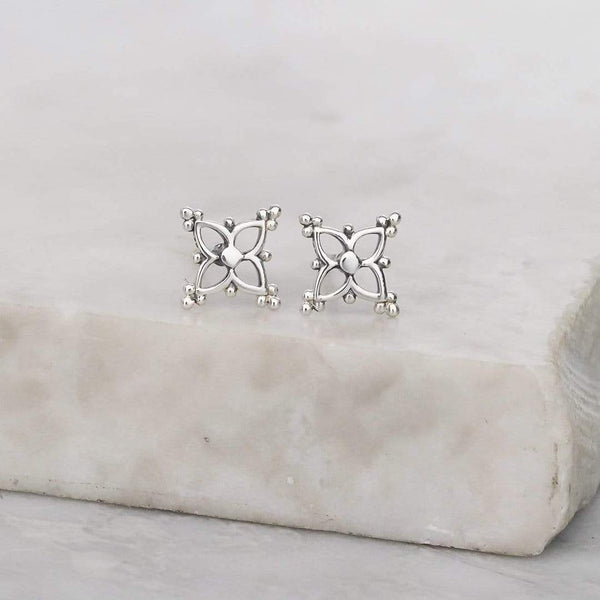 Midsummer Star / Dainty Moroccan Star Studs - Silver