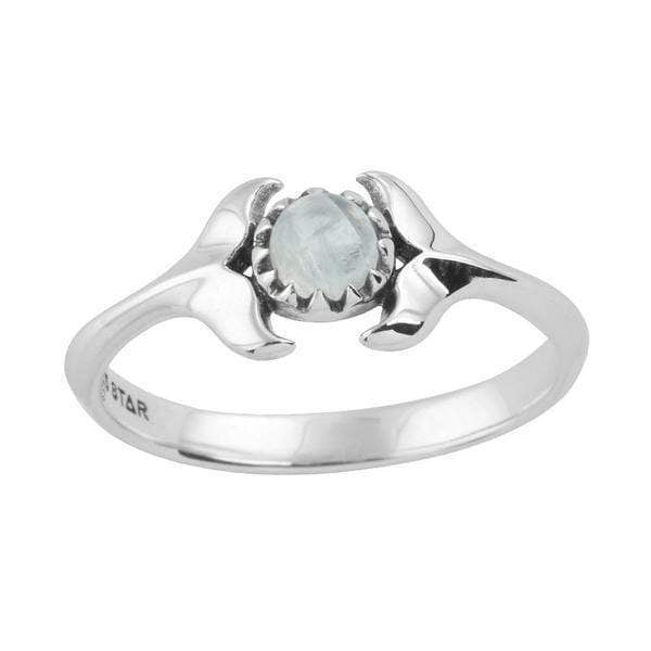 Midsummer Star / Dolphins Embrace Moonstone Ring - Silver