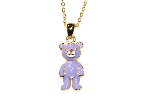 Goody Gumdrops / Bear Enamel Necklace - Gold/Purple
