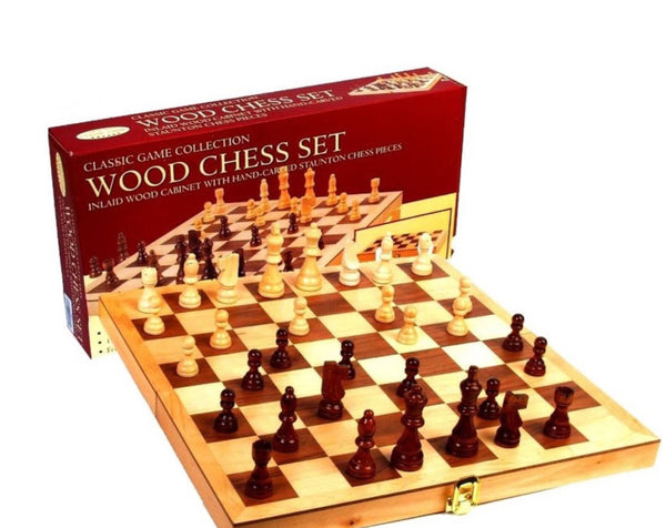 Hansen Classic Games / Inlaid Wood Chess Set - 15”