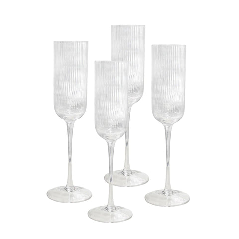 Sage & Cooper / Atticus Ribbed Champagne Glasses (Set 4) - Clear