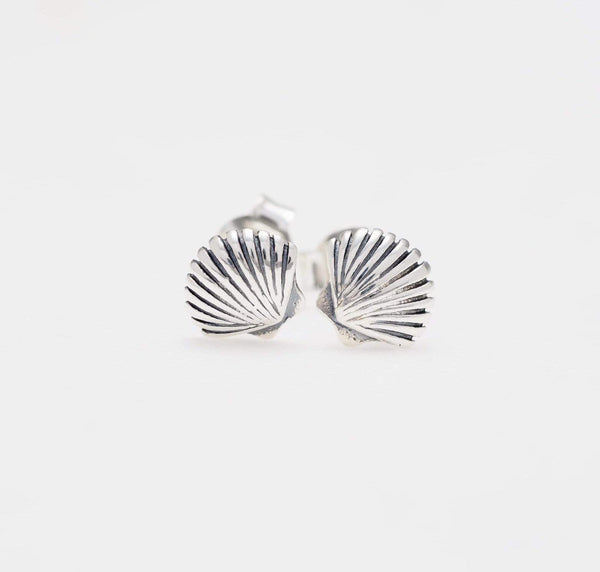 Midsummer Star / Dainty Seashell Studs - Silver